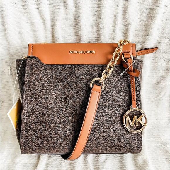 NWT Michael Kors Graham North South Messenger Bag - Brown Acorn